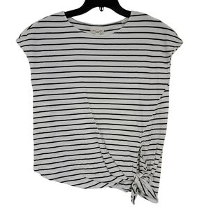 Max Studio Black and White Asymmetrical Cap Sleeve Shirt New With Tags